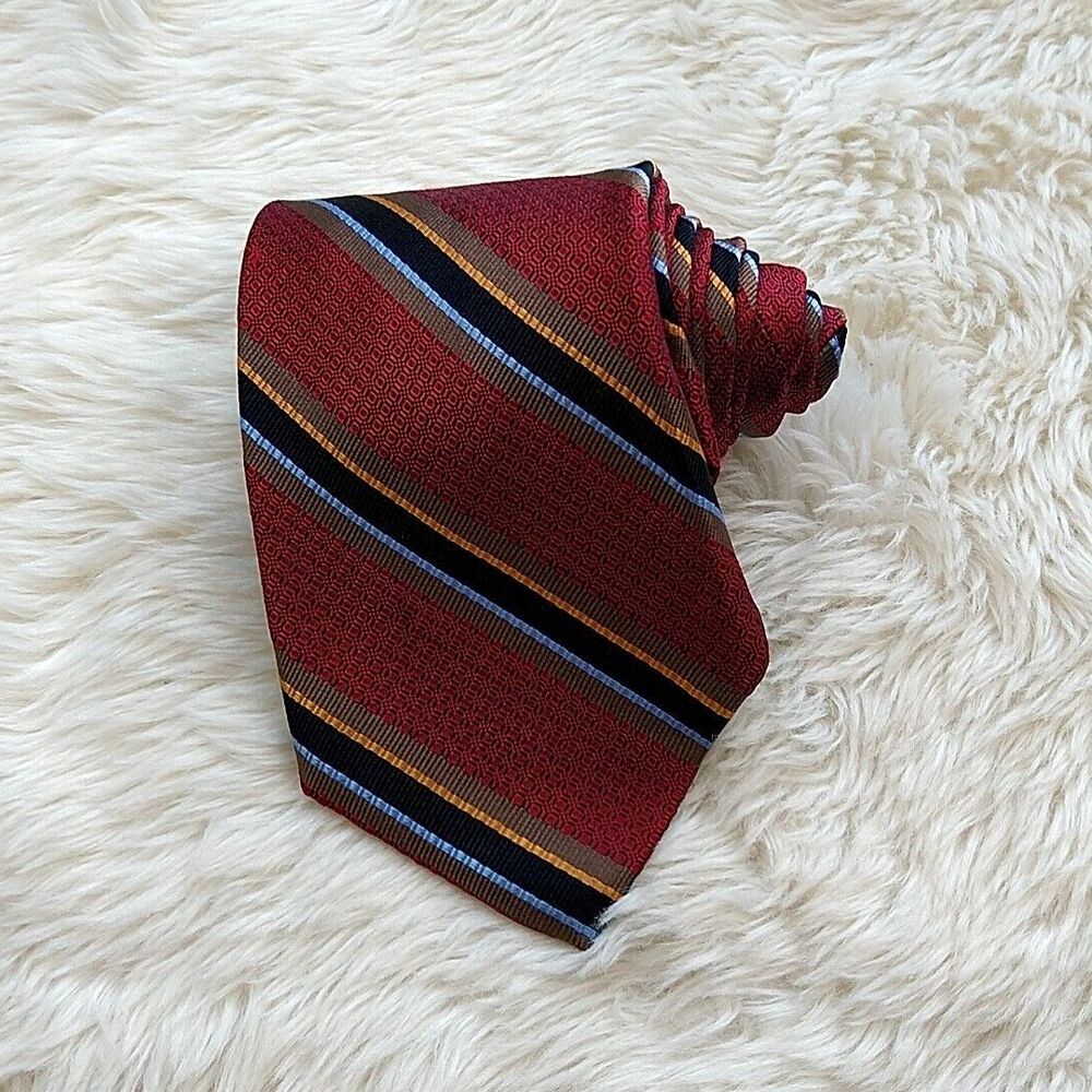 Robert Talbott Mens‎ Necktie Red Striped Silk